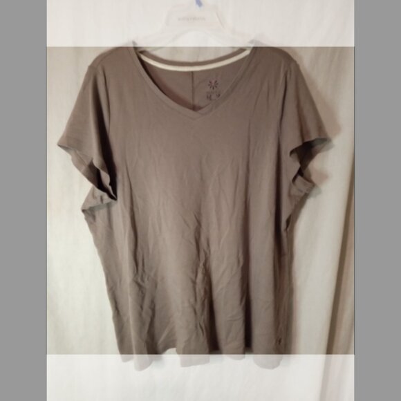 (Q) Isaac Mizrahi Live Woman's V Neck Shirt 2X Grey - Picture 1 of 2
